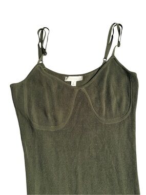 Olive Ribbed Maxi Dress with Adjustable Straps